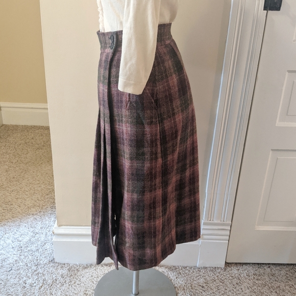 Vintage Yves Saint Laurent tricot plaid wool skirt - Picture 5 of 10